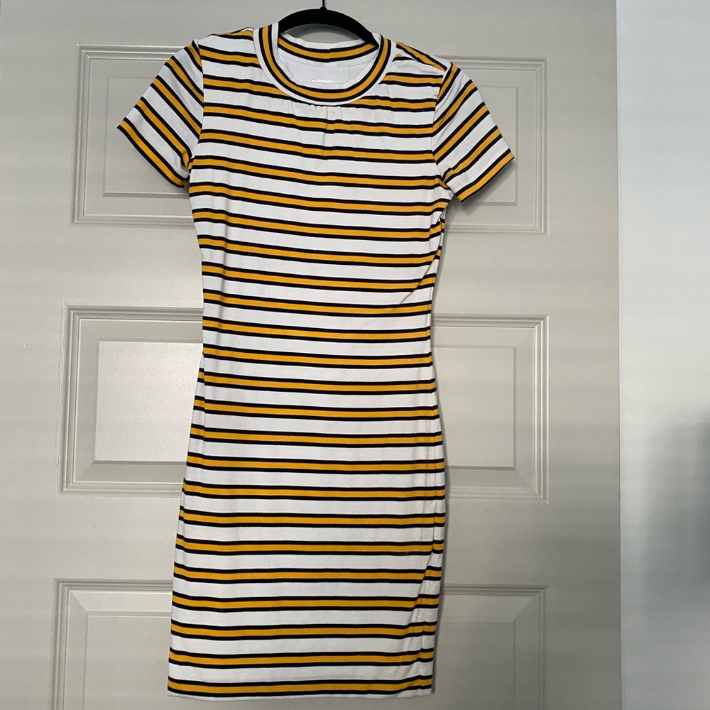 Kookai Australia Dress. Yellow/Black/White Stripes